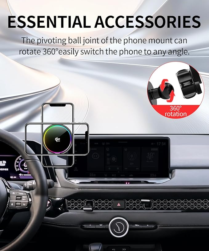 Qi2.2 25W Magnetic Car Mount Charger for 2023 2024 2025 2026 Honda Accord Accessories, for Fast Charging Cell Phone Holder 12.3 Inch Screen Fixed Clip with Cooling Fan＆54W Fast Adapter