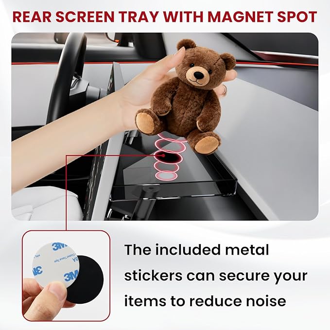 BarBaren for Tesla Model Y Juniper Under Screen Storage 2025 2026/ Model 3 Highland 2024-2026, Center Console Organizer for Tesla Model Y Juniper Accessories, Hideable