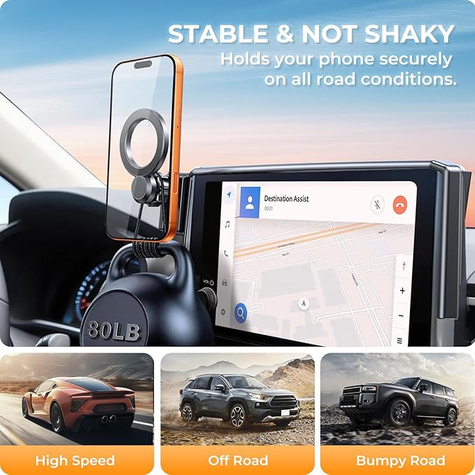 Car Phone Holder for Lexus GX GX550 2026 2025 2024 (Only for 14-Inch Screen) 360° Rotation Magnetic Cell Phone Mount, Compatible with Magsafe, Does Not Affect Air Vent