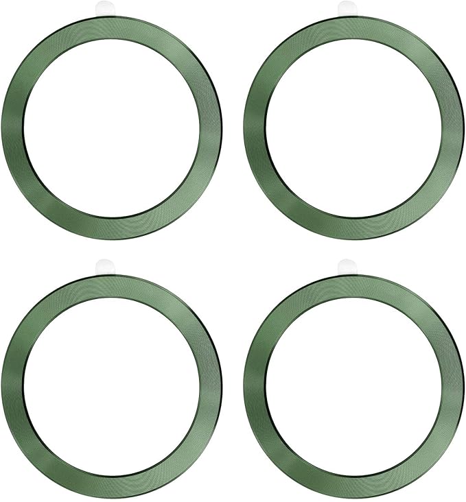 PATIKIL Universal CD Stripe Magnetic Adapter Ring, 4 Pcs Ultra-Thin Sticker Ring Adhesive Nickel-Iron Alloy for Phone Cases Holder Wireless Charging Car Mount Kit, Green