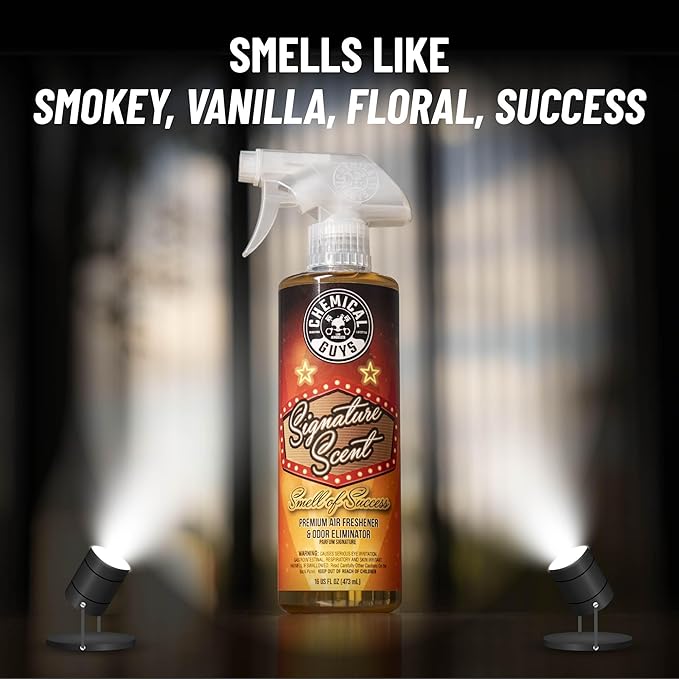 Chemical Guys Signature Scent Air Freshener and Odor Eliminator, 16 fl oz with 3 Pack of Hanging Air Fresheners (Great for Cars, Trucks, SUVs, RVs, Home, Office, Dorm Room & More) - HOL461