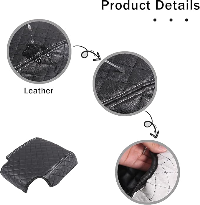 Center Console Armrest Cover Compatible with Land Rover Defender 90/110/130 2020-2023 Accessories, Comfortable Leather Armrest Box Pad Cushion Protector (A Style)