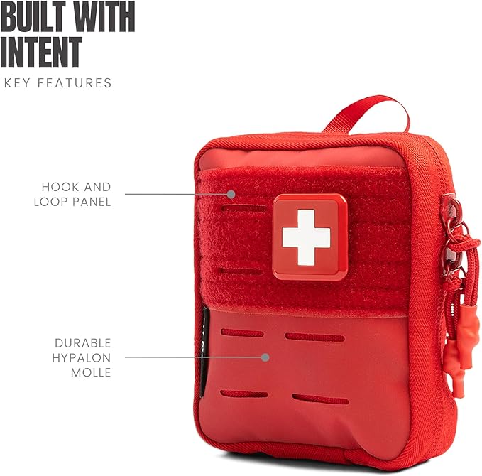 MY MEDIC Everyday Carry First Aid Kit - Emergency Survival Essentials, Medical Supplies & Accessories Bag for Travel Car, Home, Boat, Camper or Backpack - Red