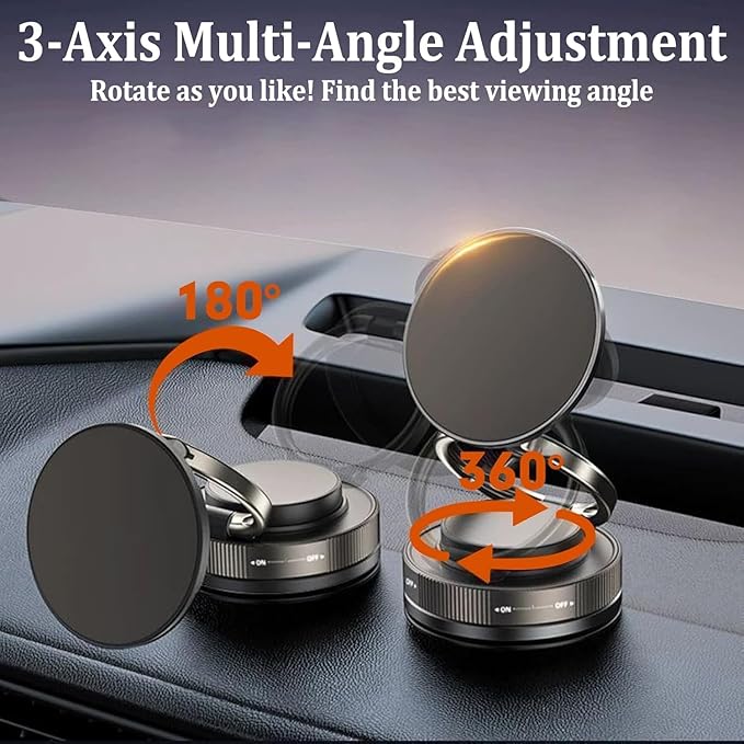 Suction Cup Phone Mount Pro - Vacuum Magnetic Phone Holder for Car, 180° Adjustable Angle, Non-Slip Dashboard/Windshield Car Phone Holder, Bonus Toroidal Metal.