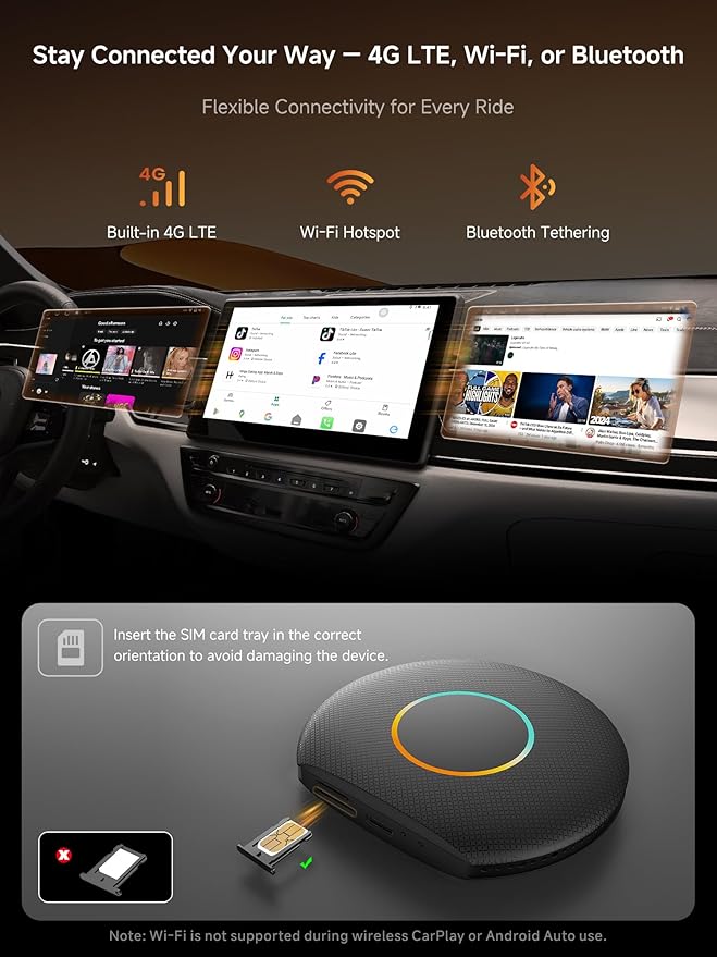 Magic AI Box, Wireless CarPlay/Android Auto Adapter, Car Video Box Supports for Netflix/YouTube/TikTok/TF Card, DriveChat AI Smart Box with GPS/Dual Bluetooth