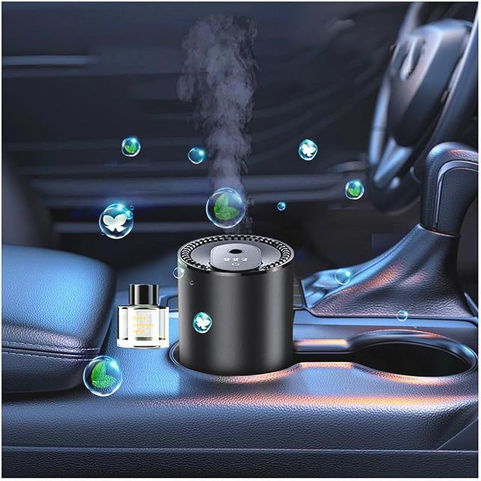 Smart Car Air Freshener 50ML Perfume Ultrasonic Mist Aromatherapy Diffuser Portable Humidifier for Car and Home Use Automatic Start and Stop 3 Modes 4 Freshness Principles (Lover)