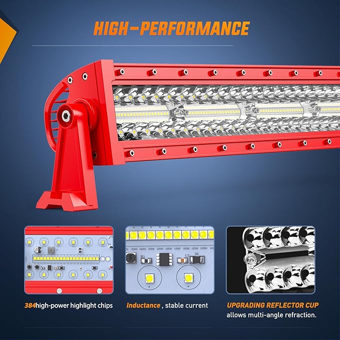 Nilight LED Light Bar 50 Inch Triple Row Spot Flood Combo Lights Red Shell with Wiring Harness Kit for Fog Driving Work Lighting on Off-Road Truck SUV ATV UTV