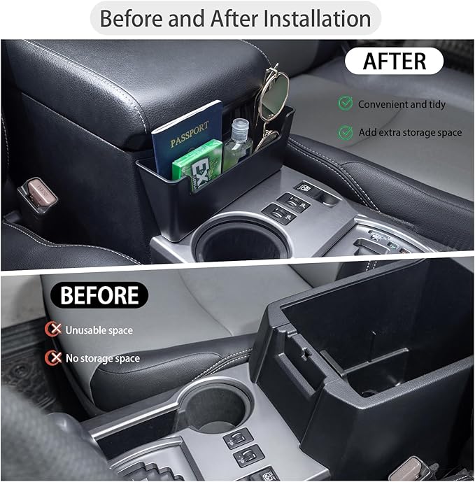 JDMCAR Center Console Organizer Compatible with Toyota 4Runner Accessories 2010-2024 Hanging Armrest Box Storage Tray Interior Accessories