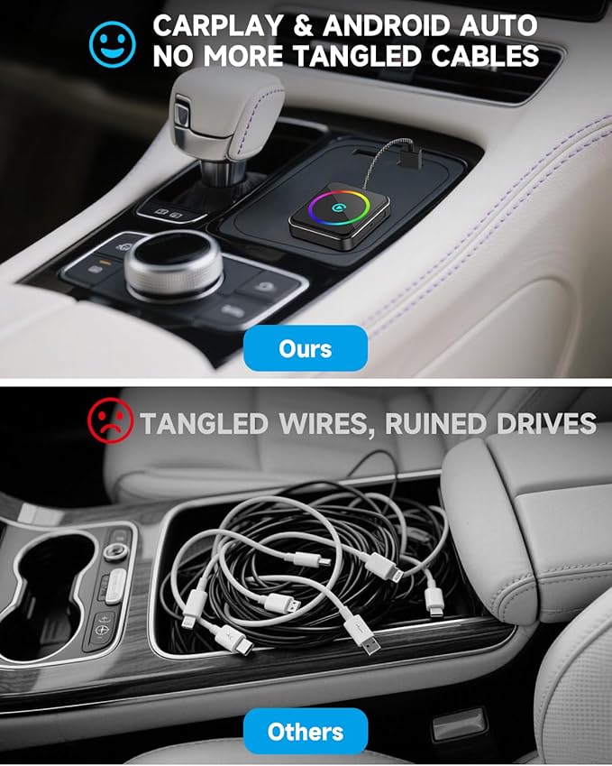 Wireless CarPlay Adapter for Apple iPhone,Android Auto & 2-in-1 CarPlay,Converts Wired to Wireless. Instant Auto-Connect, Low Latency, Plug and Play USB-A/C(iOS 10+, Android 11+) 2026
