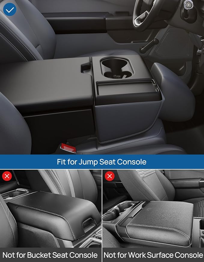 JOYTUTUS Aluminum Car Front Center Seat Headrest Organizer Compatible With 2011-2026 F150 F250 F350 F450 F550 F650 Jump Seat Console, Truck Center Console Cup Holder Coin Organizer Storage Accessories