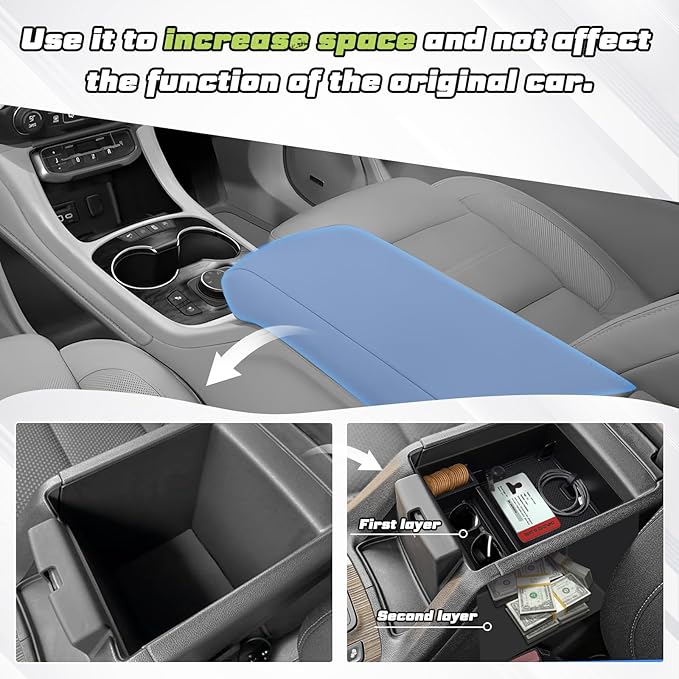 Sunsdrew Center Console Organizer for GMC Acadia 2017-2023 Accessories Acadia SL SLE SLT Denali AT4 Armrest Insert Console Tray ABS Organizer Armrest Storage Box