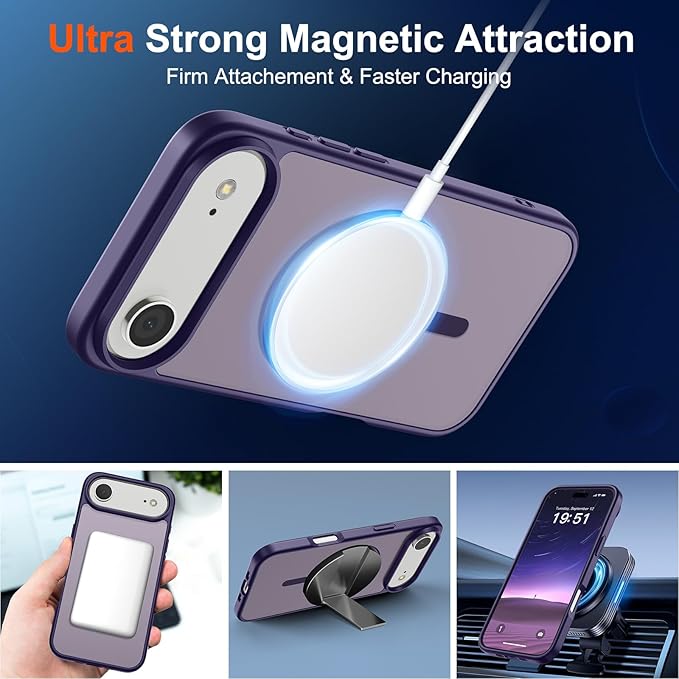SUPFINE Magnetic for iPhone Air Case (Compatible with MagSafe)(Military Grade Drop Protection) Slim Translucent Matte Shockproof with Anti-Fingerprint Phone Cover for 17 Air,Dark Purple