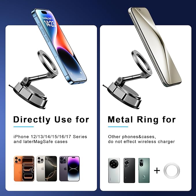 Qifutan for MagSafe Car Phone Holder Mount Phone Mount for Car Windshield Dashboard Air Vent Universal Hands Free Automobile Cell Phone Holder Fit for iPhone Smartphone Camera Mounts