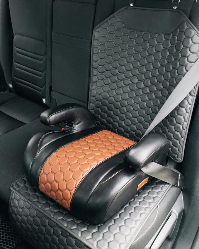 Owleys Set Seat Back Organizer & Car Seat Protector Hexy Waterproof & Non-Slip Protector for Child Car Cushion for Leather and Fabric Seats (Black)