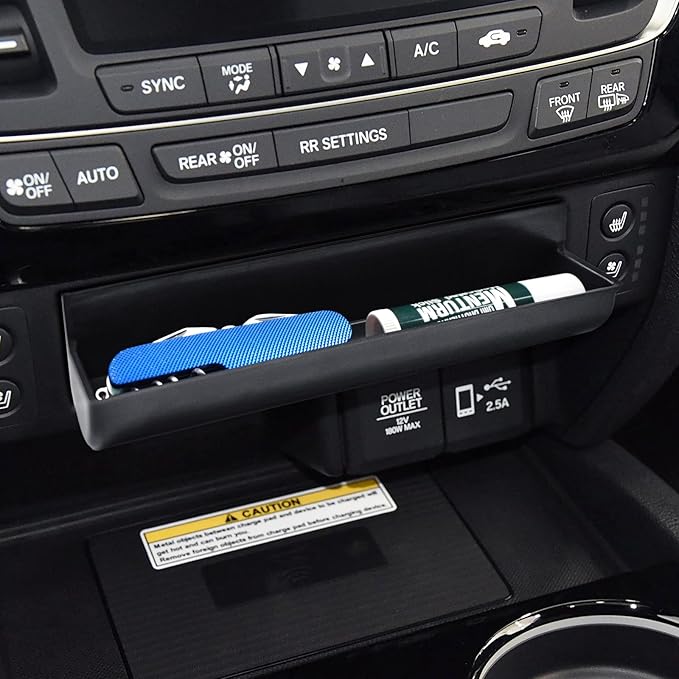 EDBETOS Console Drawer Tray Compatible with Honda Pilot 2016-2022/ Ridgeline 2017-2024/ Passport 2019-2024 Accessories Center Console Organizer Insert Tray Storage Box Coin Container, ABS Black