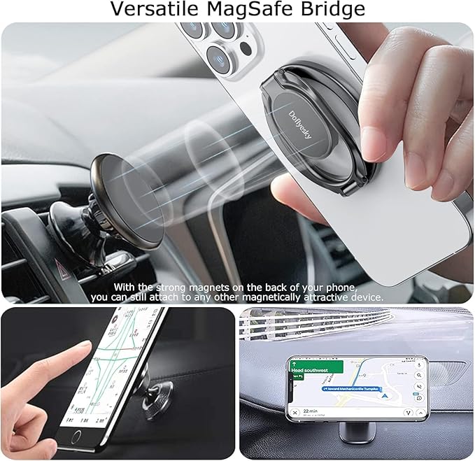 Doflyesky Magnetic Phone Ring Grip Holder, Dual-Sided Magnetics Adjustable Gym Finger Ring Grip Kickstand, Removable Phone Grip, for iPhone, iPad and Smartphones