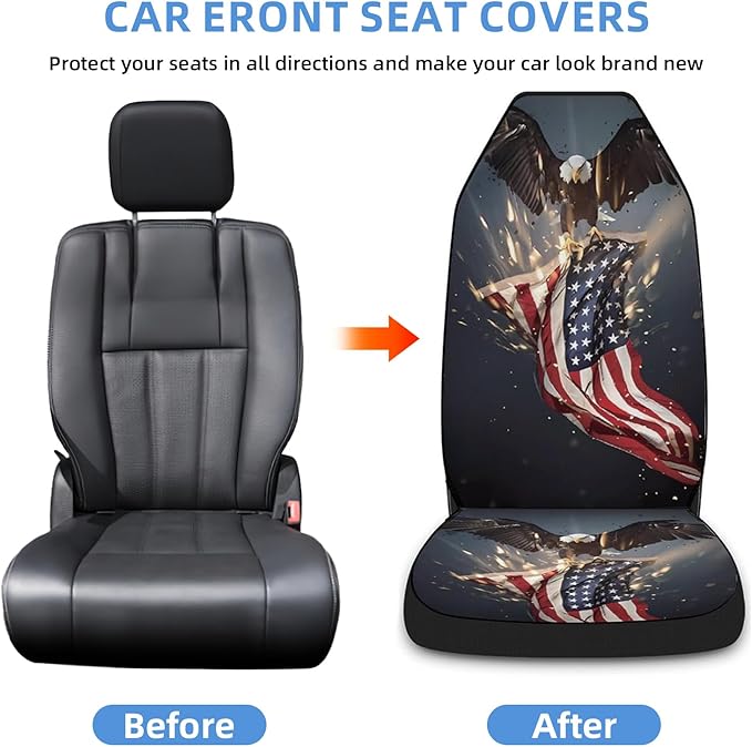 5 Pcs Premium Eagle Car Seat Cover, Breathable & Washable Car Seat Covers Full Sets, Fashionable Printed Seat Covers for Cars Interior, Universal Fit for Most Cars, Sedan, Truck, SUV