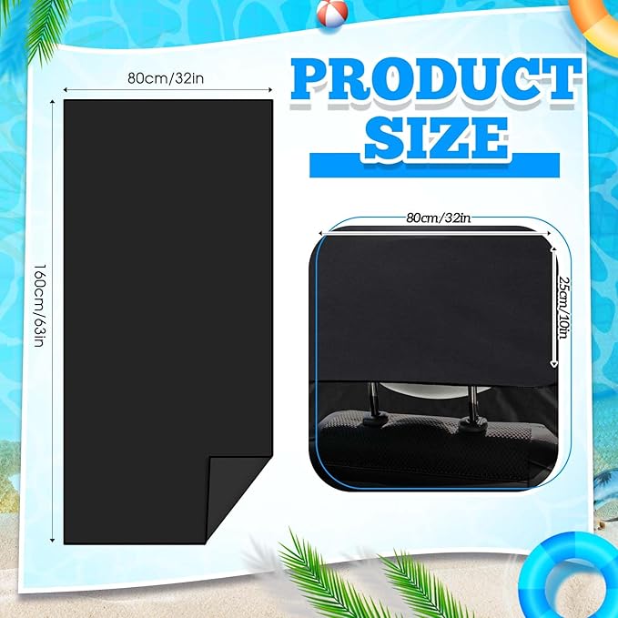 2 Pack Car Seat Towel Covers with Storage Bag 63 x 32 Inch Athletic Running Towel Seat Sweat Washable Non Slip Cover Gift for Car Outdoor Sport Activities (Black,Gray)