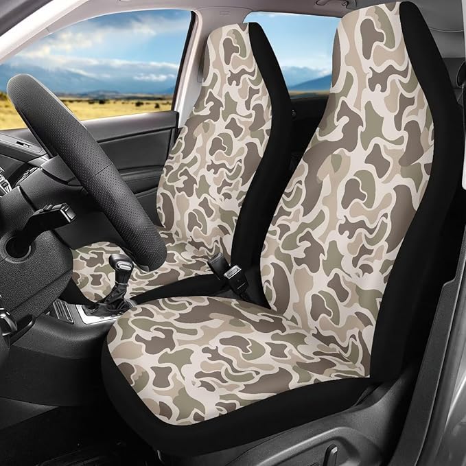 Car Seat Covers Elastic Fabrics Camo Duck Hunter Car Seat Covers Front Seats Only Universal Fit for Most Vehicles, Easy to Install and Clean Accessories All-Season Protection