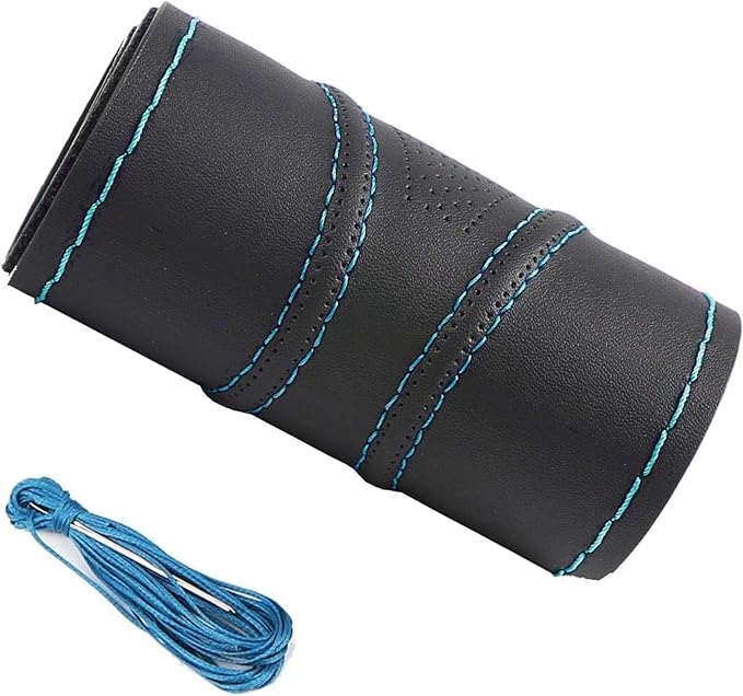 Artificial Leather Steering Wheel Cover for Man Anti-Slip Auto Steering Cover Tundra DIY 15.7 Inch fit Santana Silverado Etc Blue