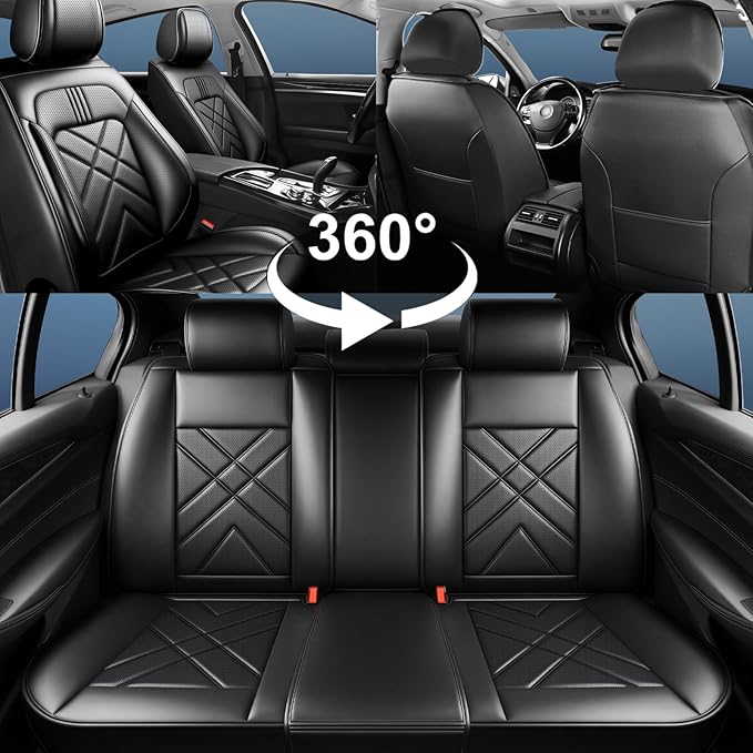 CX-7 Car Seat Covers Fit for Mazda CX-7 2007-2012, Full Coverage Premium Leather Waterproof Breathable Seat Covers Automotive Seat Protectors, Airbag Compatible(Full Set Seats, Black Gray)