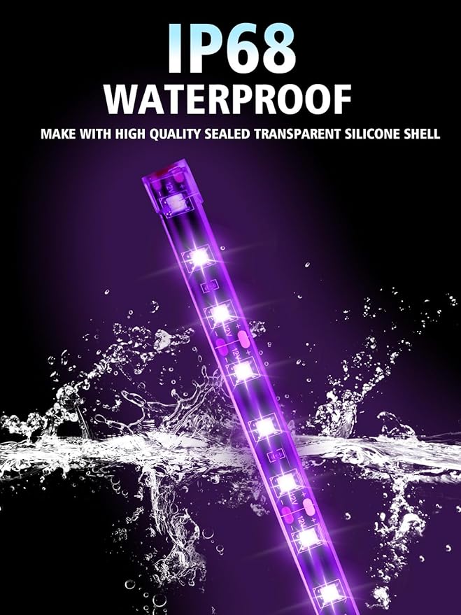 YM E-Bright 4Pcs Led Strip Lights for Car, 24inch Waterproof IP68 Car Underglow Strip Lights Decoration 36SMD 12V Led Interior Exterior Lights Strip for Cars Motorcycles Truck Golf Cart Boat - Pink