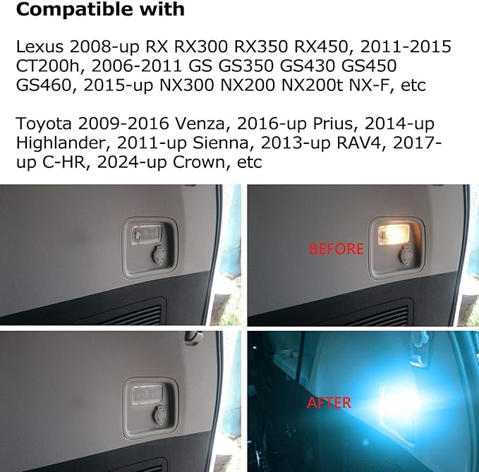 iJDMTOY Super Bright 2W High Power Aqua Ice Blue Full LED Trunk Cargo Area Light w/Switch Compatible with Lexus, Compatible with Toyota, Powered by 18-SMD LED Diodes