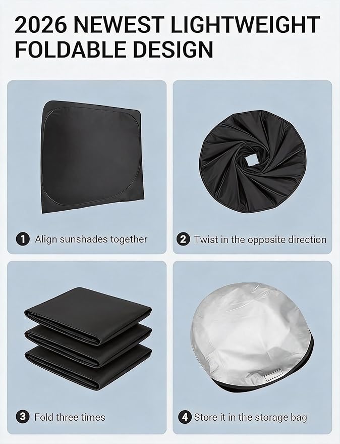 Proadsy Windshield Sun Shade for Toyota Sequoia 2023-2025 2026/ Toyota Tundra 2022-2025 2026 Limited SR5 Platinum TRD Pro Pickup Foldable Front Sunshade Car Protector Tundra Accessories