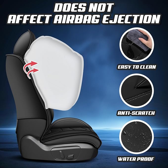 Car Seat Covers for VW Eos 2007-2016, Premium Nappa Leather Car Seat Cover, Stylish Sport Seat Covers， Automobile Seat Cover Sets.(Standard 5 Seats/Pure Black)