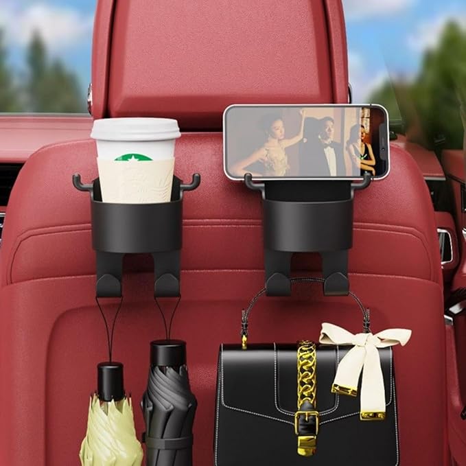 Multifunctional Car Seat Hook & Backseat Cup Holder, 3 in 1, Type-A 4PCS