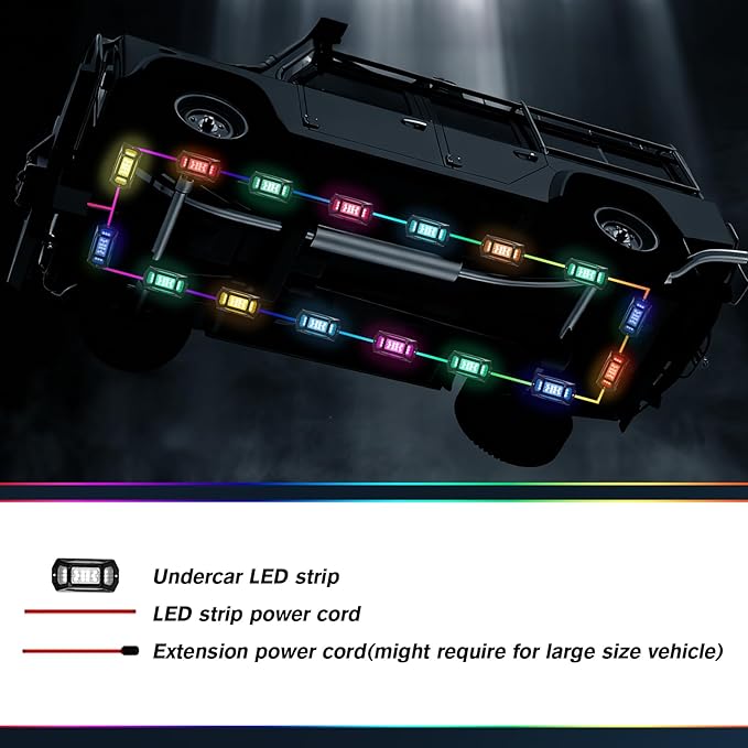 16 Pods RGB Rock Lights for Trucks - 5-Sided LED Underglow Lights with App & RF Remote Control, IP67 Waterproof Music Sync Neon Exterior Lighting Kit, No-Drill Universal Fit for SUV, ATV, Off-Road