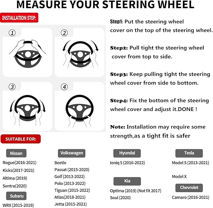 D Shape Steering Wheel Cover,Universal 14.5-15 Inch Car Black Leather Steering Wheel Wrap with Better Sport Grip for Men Women,Fit D Shaped Flat Bottom Steering Wheel