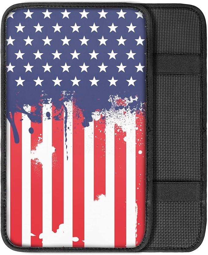 Dreaweet American Flag Car Armrest Cover Patriotic Car Accessories Interior for Women Men,Universal Armrest Cover for Car Center Console Replacement for Truck SUV Sedan