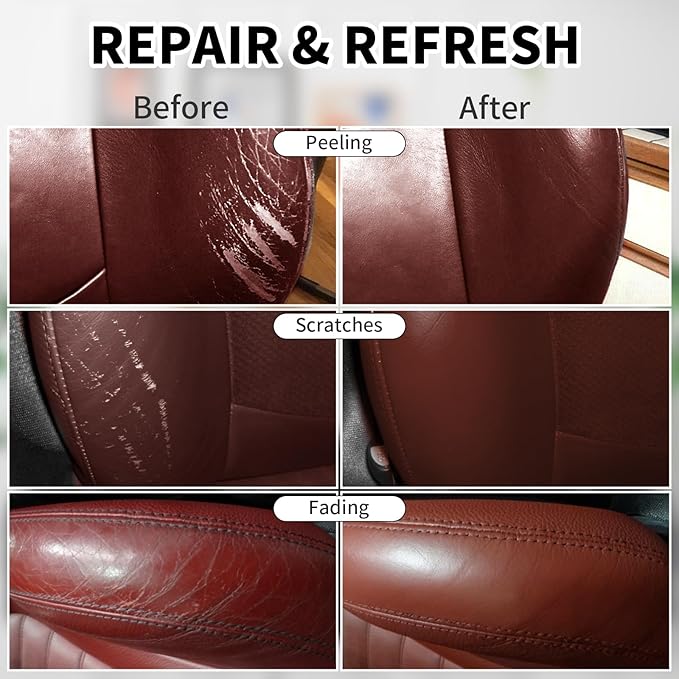 Leather Recoloring Balm, 12oz Large Size Leather Dye, Color Restorer, Scratch Repair, Furniture & Couch Restorer Kit, Repair Kit for Furniture(Maroon)
