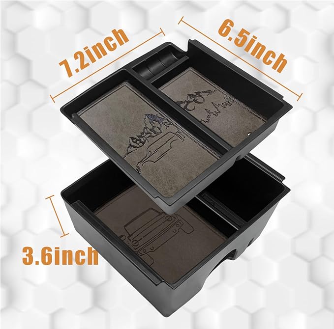 TripleAliners Center Console Organizer Compatible with 2021-2024 Ford Bronco(No for Sport) Accessories 2/4-Door Center Console Storage Box ABS Material with Leather Trim(V2_Retro Grey) Won't Fit 2025