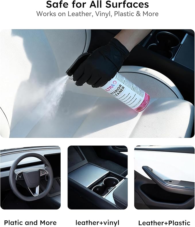 Premium Car Interior Cleaner (17oz Brush + Towel) | Interior Car Cleaner for Leather, Vinyl, Glass & Plastic | Residue-Free Matte Finish for Upholstery, Dash, Trim & Screens - Safe on All Surfaces