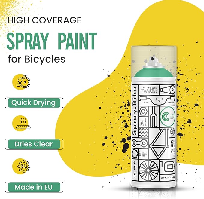 Spray.Bike Spray Paint | Designed Mainly for Bicycles | Multi-Use Acrylic Spray Paint for Metal, Plastic | High Coverage Bike Paint, 400ml, Milan Celadon 1