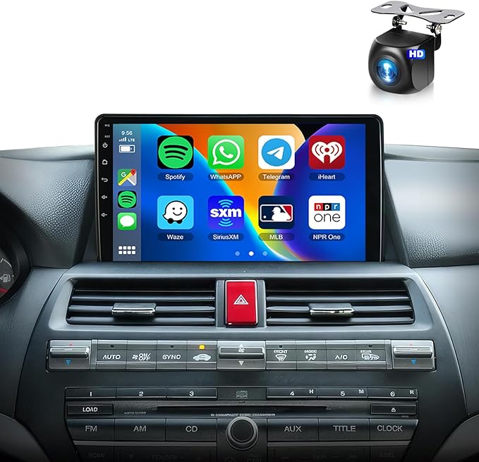 METEESER 【2+64G】 for Honda Accord 8th 2008-2013 Android Car Stereo Wireless Carplay Android Auto,10.1" Touchscreen Radio GPS WiFi DSP Bluetooth SWC+Backup Camera for Honda Accord Car Play