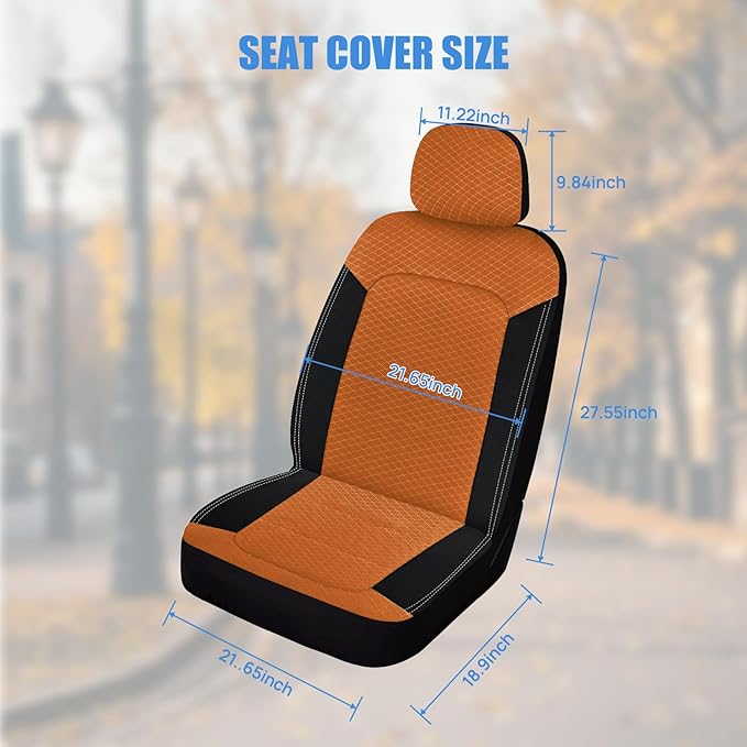 Nilight Car Seat Cover 2PCS Black Brown Breathable Mesh Interior Covers with Removable Headrest Airbag Compatible Universal for Cars Truck and SUV Front Seats