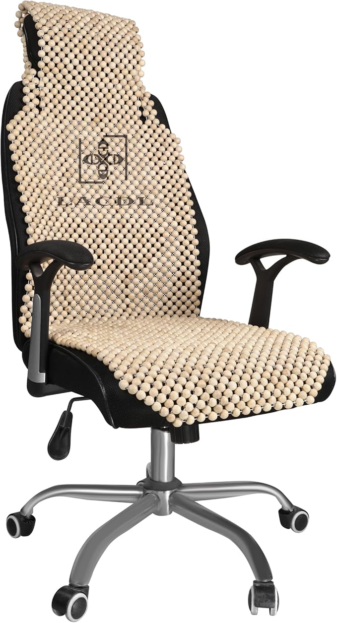 LACDL Beaded Car Seat Covers, Natural Wood Bead Seat Cushion for Trucks, Automotive Summer Ventilated Seat Cooling Pad, Wooden Massage Breathing Jeep Seat weat Protector, Head Fixed, 1pc LL208
