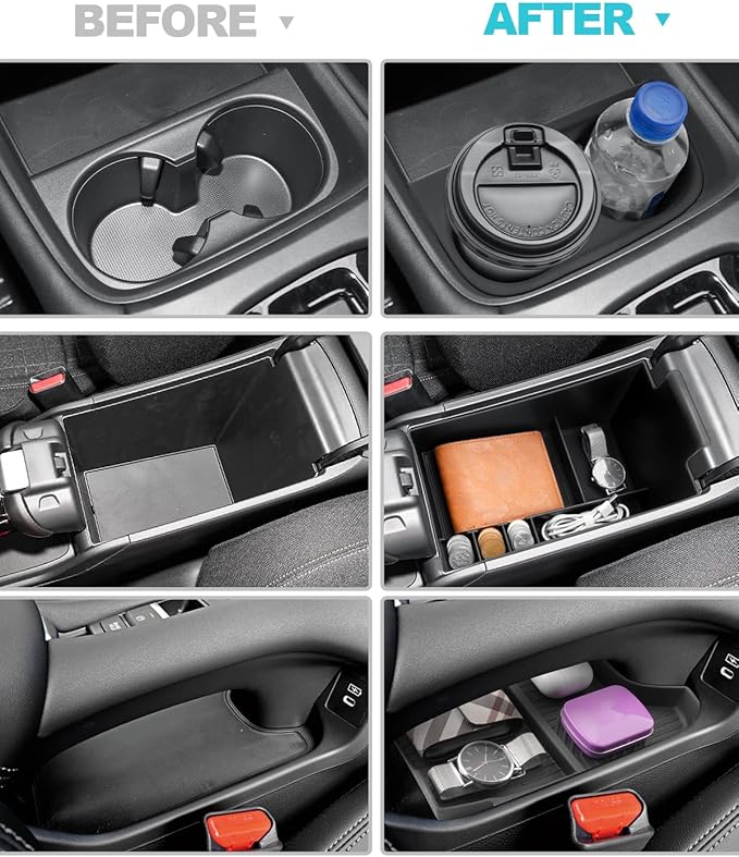 CDEFG 3Pcs for 2023 2024 2025 2026 Honda HR-V Center Console Organizer Tray for 2023-2026 Honda HR-V(Sport,EX-L,LX) Accessories Lower Console Armrest Tray Storage Box Cup Holder