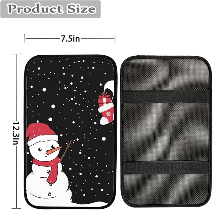 JEOCODY Christmas Snowman Console Armrest Cover Universal Fit for Most Vehicle, SUV, Truck Car Accessories