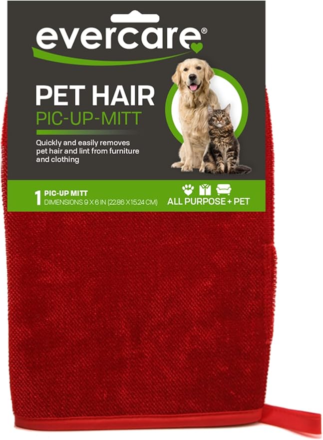 Mr. Clean Butler Evercare Pet Hair Pic-Up Mitt, Red