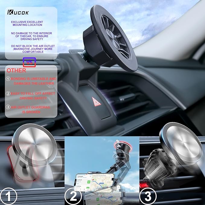 Honda Civic Phone Mount for MagSafe, Exclusive Fit for Honda Civic 2016-2021, Fit for MagSafe iPhone 17-12 Series, Super-Strong Magnet for Air Vent Honda Civic Accessories Holder