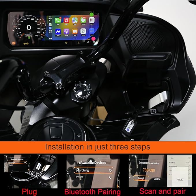 Motorcycle Wireless CarPlay Adapter Compatible With For Harley Touring 117 121 Street Road Glide FLHX FLTR 2024 2025 2026 (2023-2026)