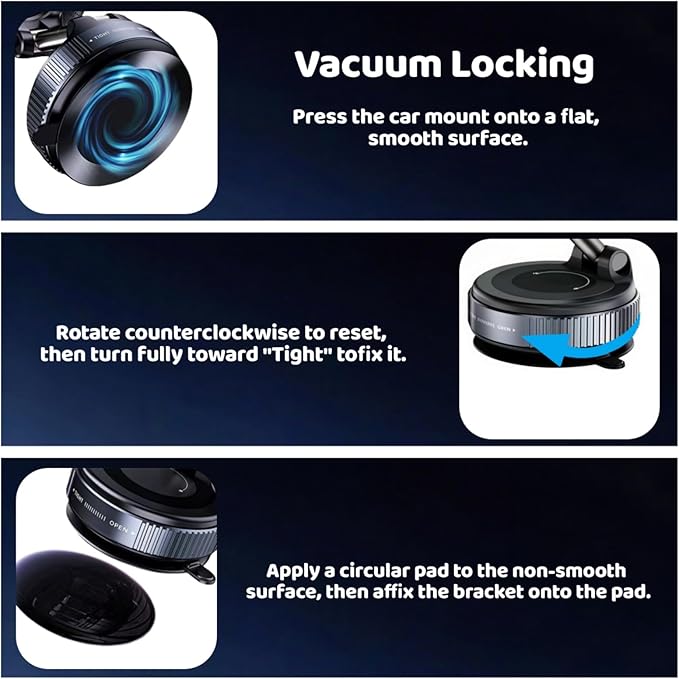 Upewefi 2026 Upgraded Car Phone Holder for Mag Safe, 3500gf Strongest Magnetic, 360° Adjustable Car Phone Holder, Phone Holders for Your Car (2pcs-Ring Shaped Black)