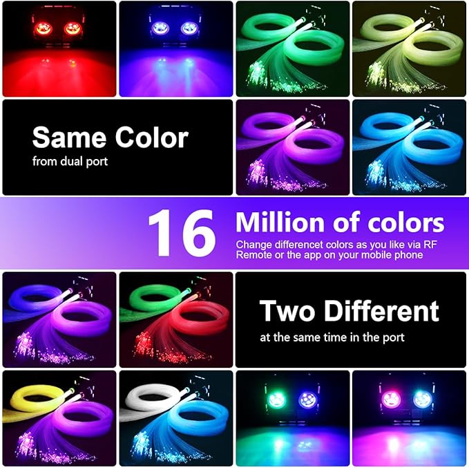 AZIMOM Dual Color High Brightness 50W Twinkle Fiber Optic Light Source RGBW Light Box Engine Diver Music Sensor Mode Bluetooth/RF Control for Home Star Ceiling Light Effect Decor