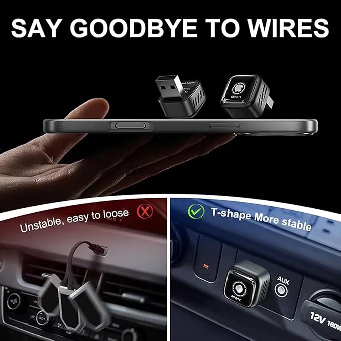 Wireless Carplay Adapter 2in1, 2026 Upgrade Wired to Wireless for CarPlay/Android Auto, WiFi 6 Mini Plug & Play, USB/Type C, Smart Button Dongle Auto-Connect for iPhone iOS 10+ Android 11+