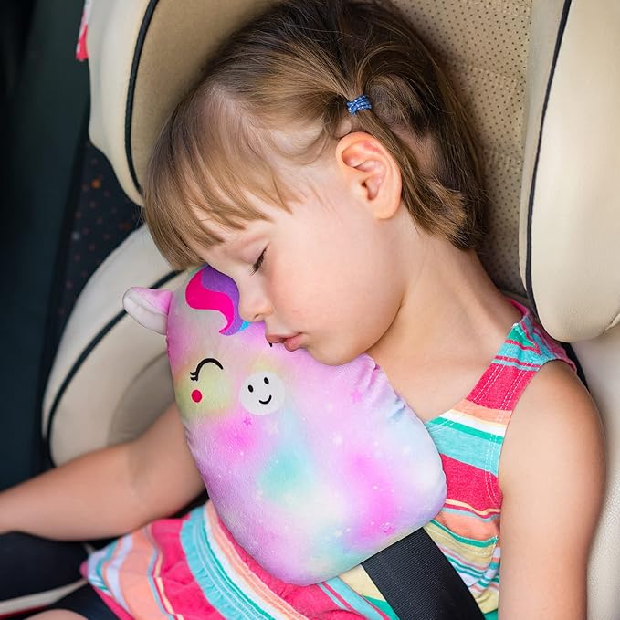 FIODAY Car Seat Belt Covers for Kids Unicorn Seat Belt Pillow Soft Seat Belt Cushion Adjust Seat Strap Pillow Head Neck Support for Children Boys Girls Travel
