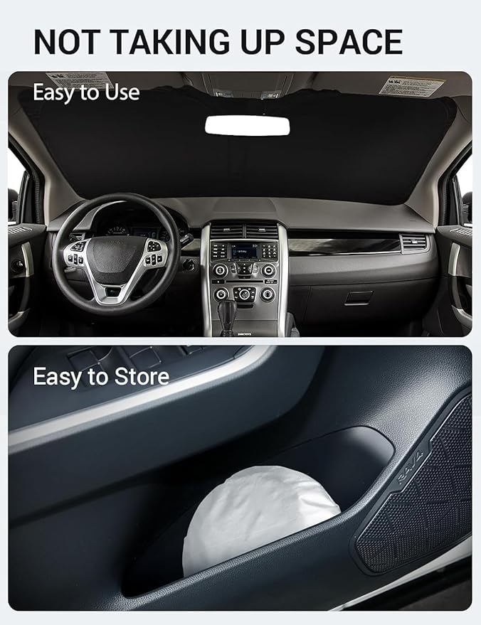 Proadsy 2026 Upgrade Windshield Sun Shade Custom Fit 2007-2014 Ford Edge Foldable Front Sunshade Protector Sun Visor Blocks UV Rays Keep Car Cooler